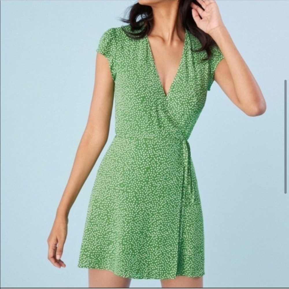 Reformation Dawn Wrap Dress in Green Julep